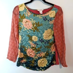 Sundance Mixed Print Floral Silk Top